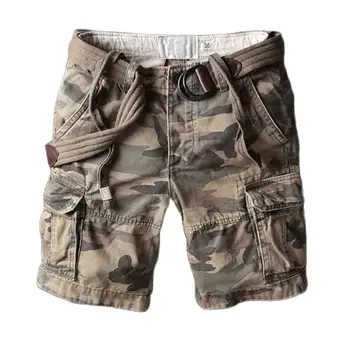 Ретро военни камуфляжные шорти-карго, мъжки ежедневни плажни шорти в армия стил премия за качество, безплатна кратка годишна дрехи с джобове мешковатыми