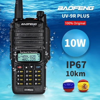 Висока Мощност 10 W Baofeng UV-9R Plus Водоустойчив преносима радиостанция Двустранно Радио Любителски Радио Cb Radio Comunicador FM-Радиоприемник радиостанция