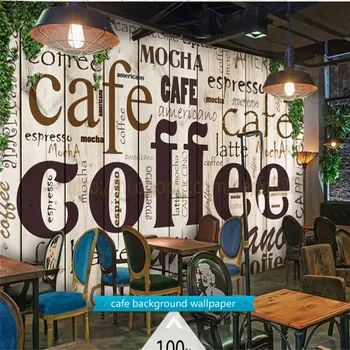 Тема на американското кафе Буква Дървена дъска Стенни картини за Фон рисувани Стенни тапети 3D Кафенета, Снек-бар и Ресторант за вашата почивка Тапети 3D
