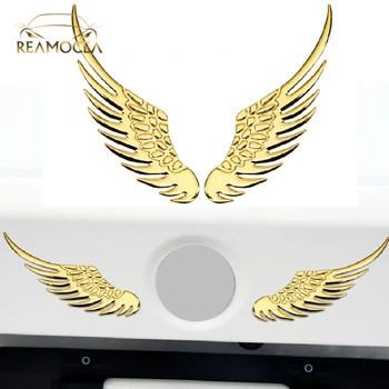Reamocea 2 бр., сребърен/златен автомобилен стайлинг, формата на крилата с орлиным ъгъл, 3D резбовани метален стикер, крило Elmbem, външната украса