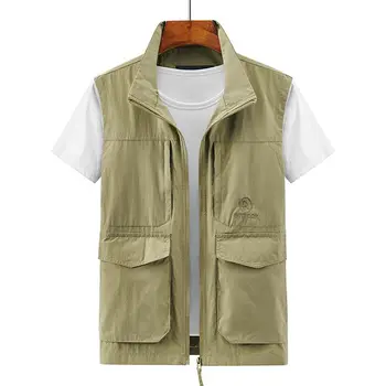 Нова марка, военен тактическа жилетка с множество джобове, мъжка жилетка без ръкави, бързосъхнеща яке с цип за риболов, алпинизъм на открито 6XL
