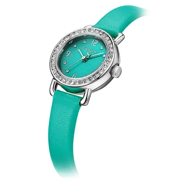 Разпродажба на модни дамски часовници с японски кварц, обикновен кожена гривна, часовник с кристали, подарък на едно момиче за рожден ден, Julius No Box
