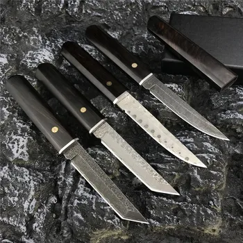Градинска Катана от дамасской стомана, тактически ножове в японски стил с фиксирано острие, дървена дръжка, походный ловен нож, инструменти за улицата, подарък