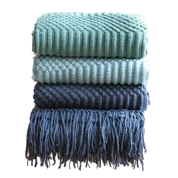 Домашен покривки Inya за разтегателни дивана, декоративно вязаное одеяло с пискюли, меки леки уютни текстурирани одеяла