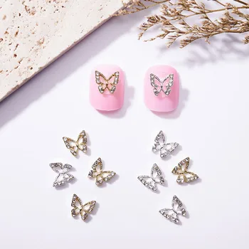 10шт Пеперуда Блясък 3D ноктите Висулки Бижута направи си САМ Сплав Пеперуда Кристал Планински кристал, Маникюр Чар Украса за дизайн на ноктите 2022Y