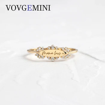 Пръстен от истинско злато 18 карата с диамантен пръстен VOVGEMINI, специален дизайн, всяка дума, модни бижута по поръчка за влюбени, приятели, жени, 750 проби, Bague Femme