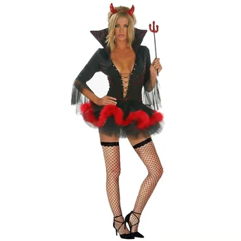 Пурим, костюм черен от дявола, женски костюм на вампир, cosplay, секси костюми за възрастни на Хелоуин за жени, червено елегантна карнавальное вечерна рокля