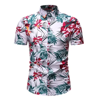 Бизнес ежедневни ризи с къс ръкав и принтом, мъжки популярни летни тенденция блузи, мъжки хавайски плажна риза, мъжки стил почивка на море в стил Бохо