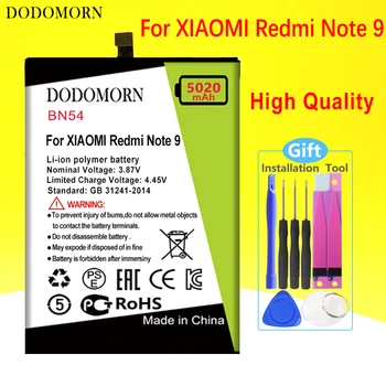 DODOMORN BN53 BN54 BN55 Батерия За телефон Xiaomi Redmi Note 9 9Pro 9S Високо Качество + Номер за проследяване