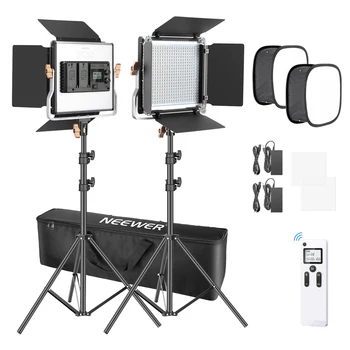 Neewer 2 Опаковки 480 светодиоди за запис на Видео, комплект осветление за фотография, Led панел с wi-fi дистанционно управление на 2,4 G, 480 led табла И поставка за осветление