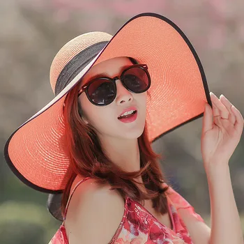 2021, Нова лятна дамска шапка от слънцето, лък, лента, Панама, плажни шапки за жени, Сомбреро, сламена шапка