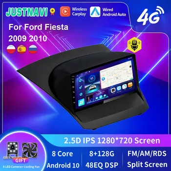 JUSTNAVI Android 10,0 автомагнитола за Ford Fiesta 2009 2010 GPS 1280*720P мултимедиен плейър IPS БТ отзад без синхронизация на DVD 9