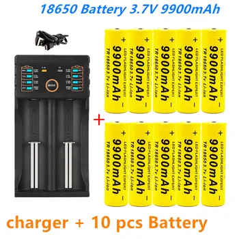 Batterie Lithium-ion Rechargeable, 18650 V MAh 3.7, Avec Chargeur, Pour Lampe De Poche Led, Avec 1 Chargeur, 9900
