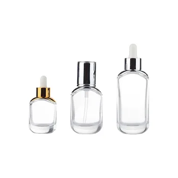 парфюм с обем 50 мл, преносим стъклен флакон за лосион, бутилка за опаковане на козметични, флакон за грим от плоско стъкло, флакон-отпадането на есенции