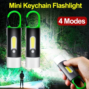 Джобен led фенерче, преносим USB акумулаторна фенерче, ключодържател за самозащита, джобен фенер за къмпинг, водоустойчив фенер за езда