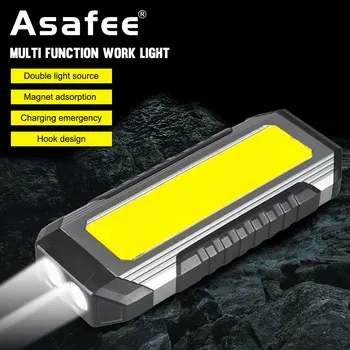 Asafee K586 XPE COB Фенерче 1000LM USB Акумулаторна Вградена Батерия Обхват 100 М Натиснете Превключвател на Работния Светлина IPX4 Водоустойчив Лампа