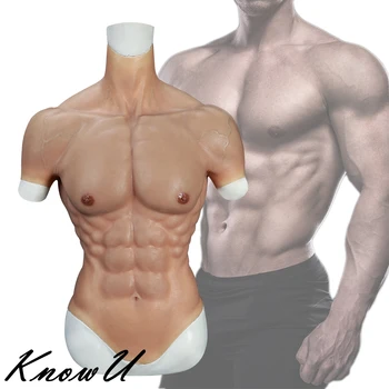 KnowU Cosplay Силикон мускулен облекло Фалшиви мускули, коремните мускули с висока имитация на Подобрено издание