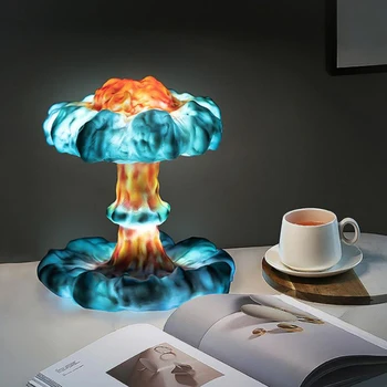 3D ядрен взрив, грибовидное облак, лека нощ, креативна цифров настолна лампа, семицветный дистанционно управление, художествена лампа за детска стая