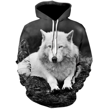2023 Модерен мъжки/дамски блузи с 3D принтом животни-вълци, хип-хоп, нова тенденция дизайн, блузи, пуловери с качулка в стил харадзюку, върхове