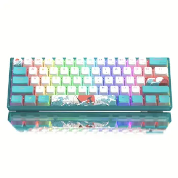 Womier WK61 60% Клавиатура С възможност за гореща замяна Blue Sea Keyboard RGB Жичен Детска Механична Клавиатура Pudding PBT Keycap Червен Ключ