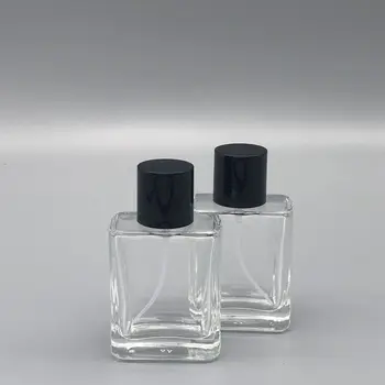 5ШТ 50 мл нежни парфюми Празна стъклена бутилка Преносима черна капачка парфюм за старши козметика дребния мъгла спрей Бутилки за еднократна употреба