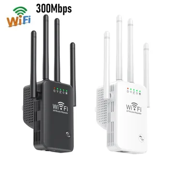 Пълнители Wi-Fi Усилвател на сигнала на 2,4 Ghz WiFi усилвател 300 Mbit/s Лесна настройка 4 антена на далечни разстояния за дома с Ethernet порт