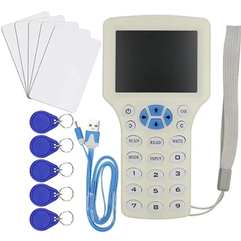 10 Честотен NFC Четец за смарт карти Писател RFID Фотокопирна Машина 125 khz 13,56 Mhz USB Fob Програмист Копие Криптиран ключ UID Карта
