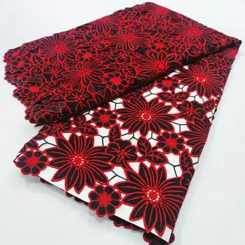 NYYG04 Черен + червен бродирани гипюровая лейси материя, приятна на вид африканска водорастворимая лейси кърпа за парти/сватба