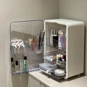 Кутия за съхранение на козметика С Голям Капацитет Магнитен Всасыванием, Разкриваща и Плик Прахоустойчив Шкаф За Съхранение на Червило, Шкафче
