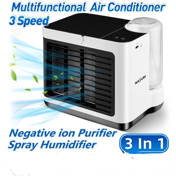Малък Преносим Вентилатор за кондициониране на въздуха 3 Скорости Мини-Климатик Аниони за Пречистване на Овлажнител Настолен USB Fan Охлаждане Охладител