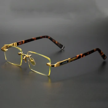 Ацетатные очила за четене без рамки Мъже Жени Естествен камък crystal жълти лещи на Очила за далекогледство, пресбиопия + 1,5 2,5 3,5 точки
