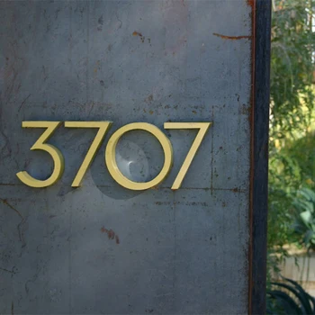 Голям плаващ знак с номер дома Златен 15 см Знак на модерна сграда в открито Huisnummer Numeros Стаи врати Casa Адресна табела