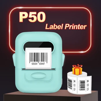 Термоэтикеточная машина P50 Преносими безжични Bluetooth принтер за етикети самоклеящийся производител на етикети САМ баркод QR-код шаблон етикети