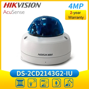 Hikvision DS-2CD2143G2-IU 4-Мегапикселова Куполна Мрежова Камера AcuSense с вграден микрофон POE IK10 ВИДЕОНАБЛЮДЕНИЕ Камера