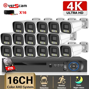 Комплект система за видеонаблюдение 4K Ultra HD AHD 16CH DVR Комплект система за видеонаблюдение 8MP Цветен Комплект камера за Нощно Виждане за ВИДЕОНАБЛЮДЕНИЕ 8CH P2P
