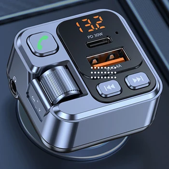 FM трансмитер Modualator Автомобилен MP3 плейър AUX Аудиоприемник USB Type C PD 30 W Зарядно Устройство с Bluetooth Хендсфри Комплект за Кола