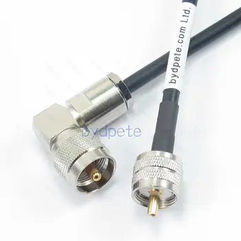 PL259 UHF мъжки, под прав ъгъл R/A до UHF штекеру PL-259 LMR240, коаксиален кабел RF Kable