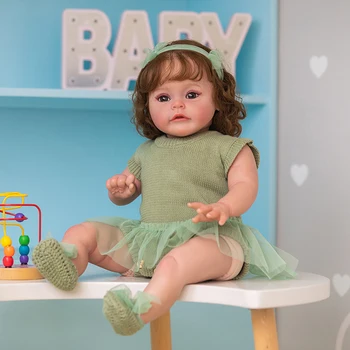 24-инчов Вече Боядисана, Готова Кукла Reborn За Малки Момичета Сю-Сю 3D Кожата Видими Вени Ръчни Вкоренени Косата Художествена Кукла