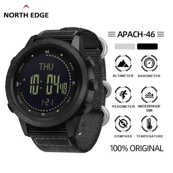 NORTH EDGE APACHE-46 Мъжки дигитален Часовник Военни Спортни Водоустойчивост 50 М Алтиметър Барометър Компас Световно Време Ръчен Часовник