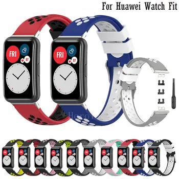 Силиконов Ремък За часа Huawei Watch Fit Каишка Smartwatch Band Wriststrap 2022 гривна Водоустойчиви Аксесоари за печат с инструмент