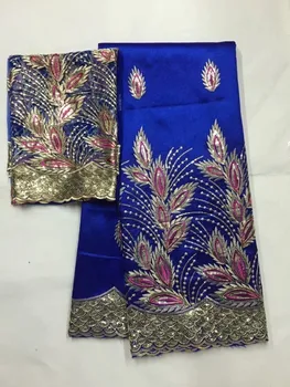 Нов прием на 2018 г.!! Синя африканска лейси плат George с дантелен мрежа, лейси нигерийская бродерия, сватбени тъкан, за индийски жени