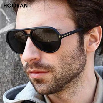 Слънчеви очила-стил пилот HOOBAN, стилни мъжки слънчеви очила за шофиране, брендовый дизайн, мъжки ретро очила с големи рамки