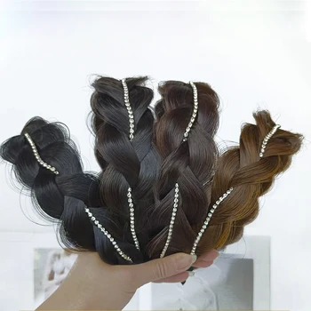 Верига от планински кристал, трехнитка, расширяющаяся лента за коса, сплетен перука, превръзка на главата от риба кост, превръзка на главата, ръчно изработени, разнообразни аксесоари за жени