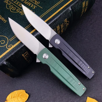 Черен/зелен G10 Дръжка, джобен сгъваем нож, нож от 2,8 неръждаема стомана, открит къмпинг, лов, EDC, плодови ножове