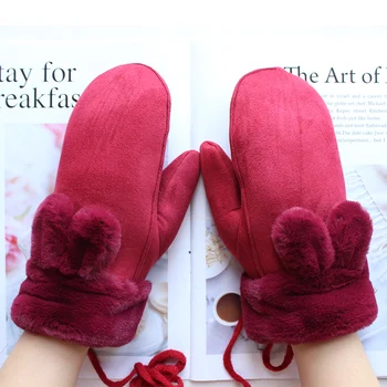 Нови велурени ръкавици, подходящи за момичета, къси фасоны различни цветове, модерни ръкавици за зимата и защита от студ