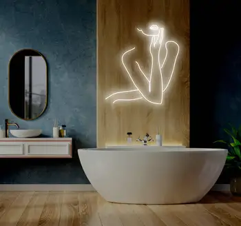 Неонова реклама с СЕКСИ ДАМА, неонова светлинна знак за женското тяло за спа центъра, стенен декор, led неонова реклама, интериор за спални и баня