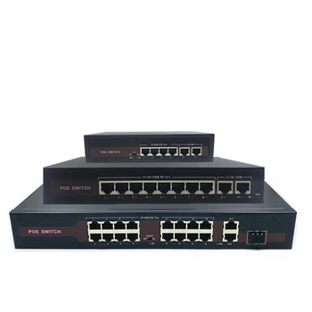 Комутатор 48V Ethernet POE с пристанище 5/8/16 10/100 Mbps IEEE 802.3 af/at Идеален за IP камери/безжична точка за достъп/системи за видеонаблюдение