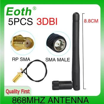 EOTH 5шт 868 Mhz антена 3dbi sma мъжки 915 Mhz suzan antene ин модул lorawan antene ipex 1 SMA женски удължител с косичкой