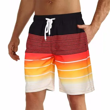 Мъжки плажни шорти с 3D принтом, трапециевидная форма, обикновена летни плажни шорти с шарките, лигавицата на окото цип, еластични беличий модел