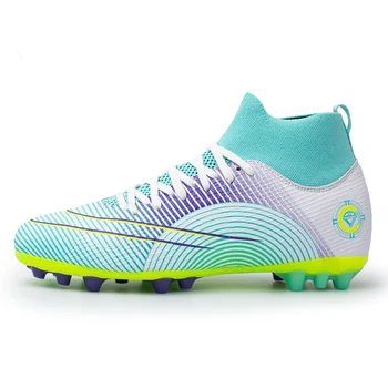 Професионални футболни обувки женски футболни обувки с високи щиколотками и дълги шипове SG/AG, дишащи мъжки маратонки за спорт на открито